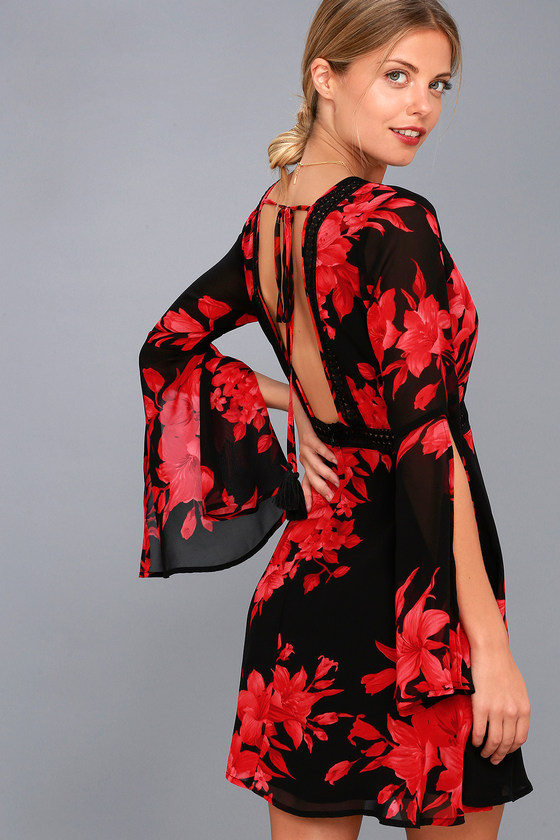 Bell Sleeve Floral Dress